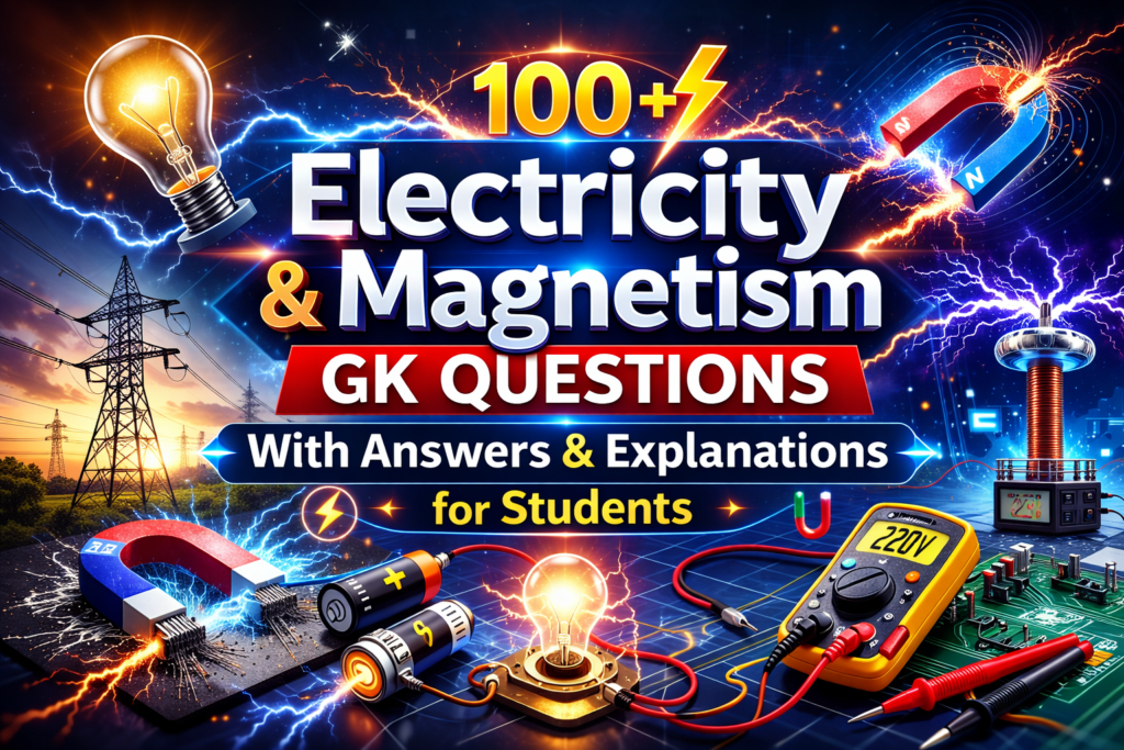 100+ Electricity & Magnetism GK Questions (With Answers & Explanations) for Students