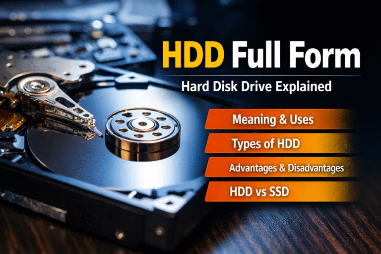 HDD Full Form – Hard Disk Drive: Meaning, Uses, Types, Advantages & Differences (Complete Guide)