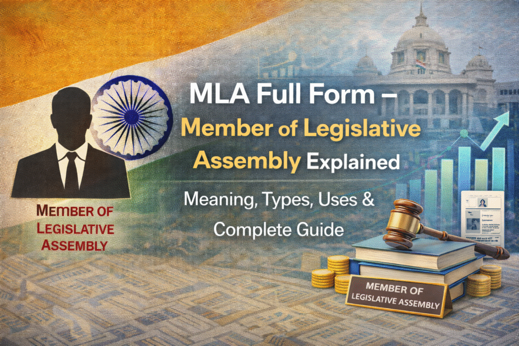 MLA Full Form – Member of Legislative Assembly Explained: Meaning, Types, Uses & Complete Guide