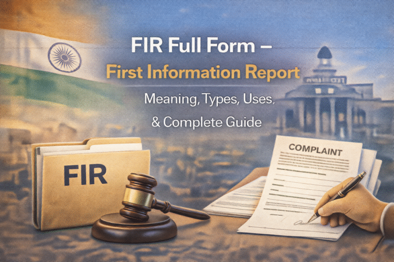 FIR Full Form – First Information Report: Meaning, Types, Uses & Complete Guide