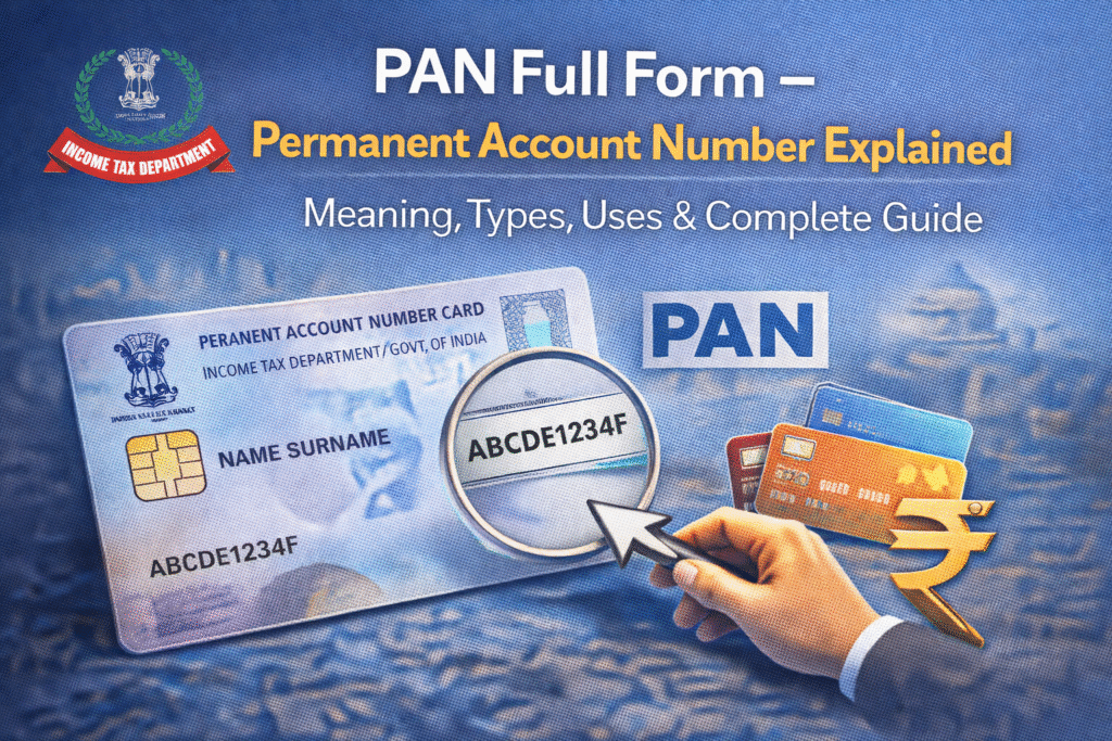 PAN Full Form – Permanent Account Number Explained: Meaning, Types, Uses & Complete Guide