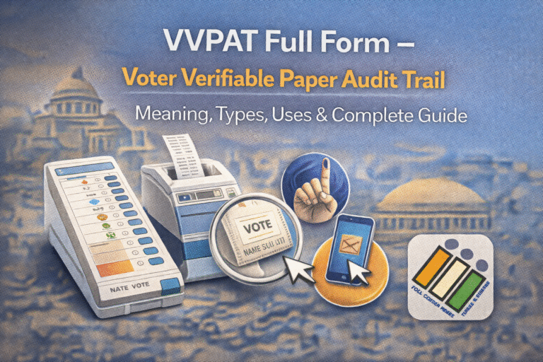 VVPAT Full Form – Voter Verifiable Paper Audit Trail: Meaning, Types, Uses & Complete Guide