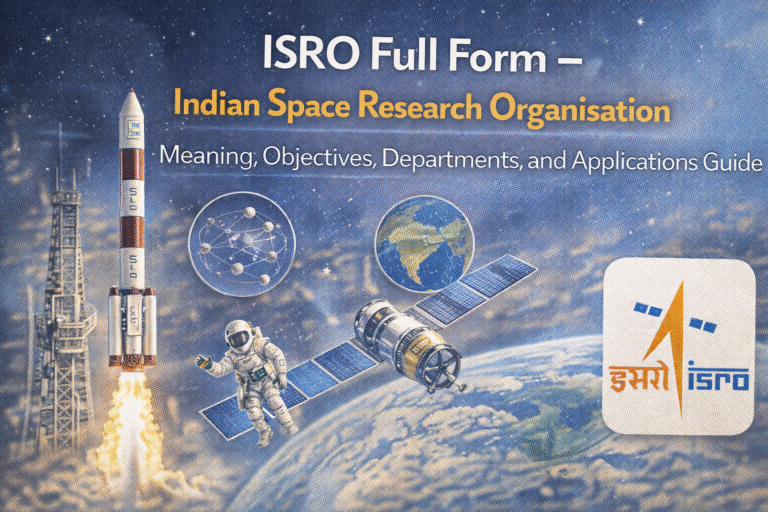 ISRO Full Form – Indian Space Research Organisation: Meaning, Objectives, Departments, and Applications Guide