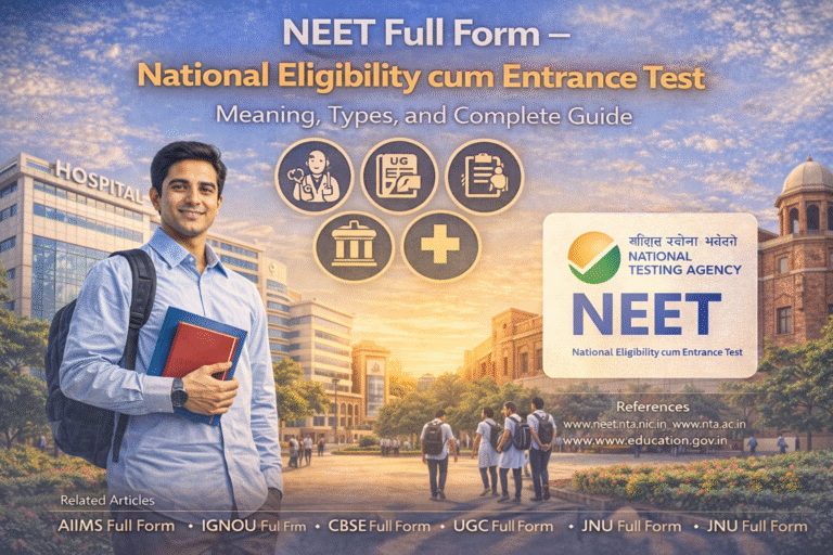 NEET Full Form – National Eligibility cum Entrance Test: Meaning, Types, and Complete Guide