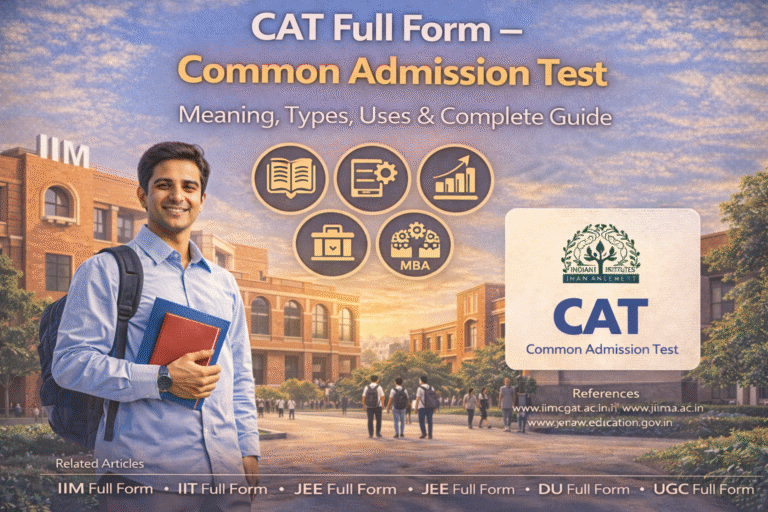 CAT Full Form explained as Common Admission Test, with meaning, exam pattern, eligibility, and MBA admission process in India.