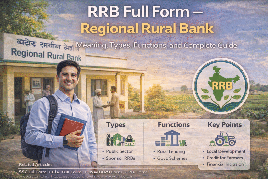 RRB Full Form explained as Regional Rural Bank, with meaning, types, functions, and role in rural banking and financial inclusion in India.