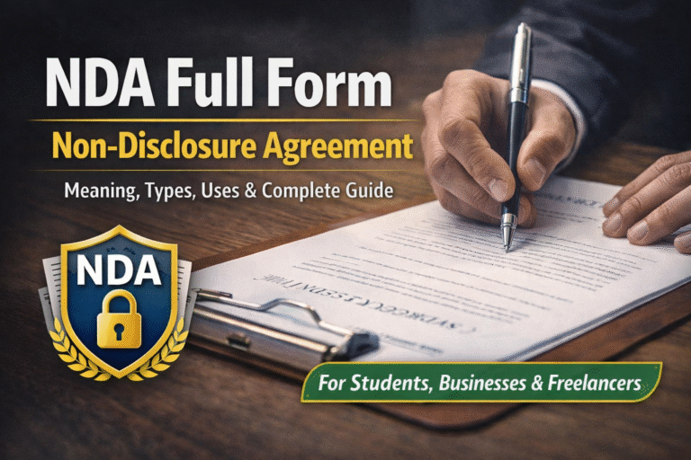 NDA Full Form – Non-Disclosure Agreement: Meaning, Types, Uses, and Complete Guide