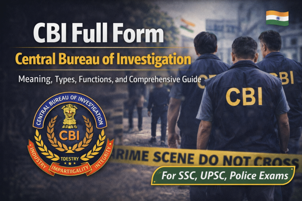 CBI Full Form β Central Bureau of Investigation Explained: Meaning, Types, Functions, and Comprehensive Guide