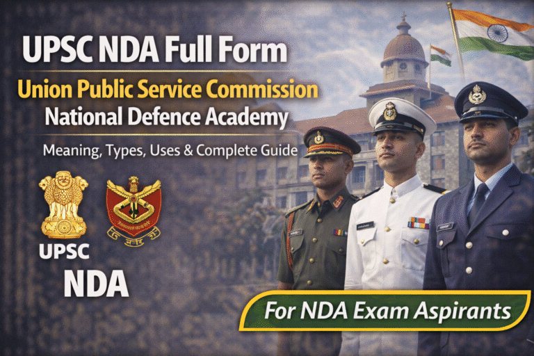 UPSC NDA Full Form – Union Public Service Commission National Defence Academy: Meaning, Types, Uses & Complete Guide