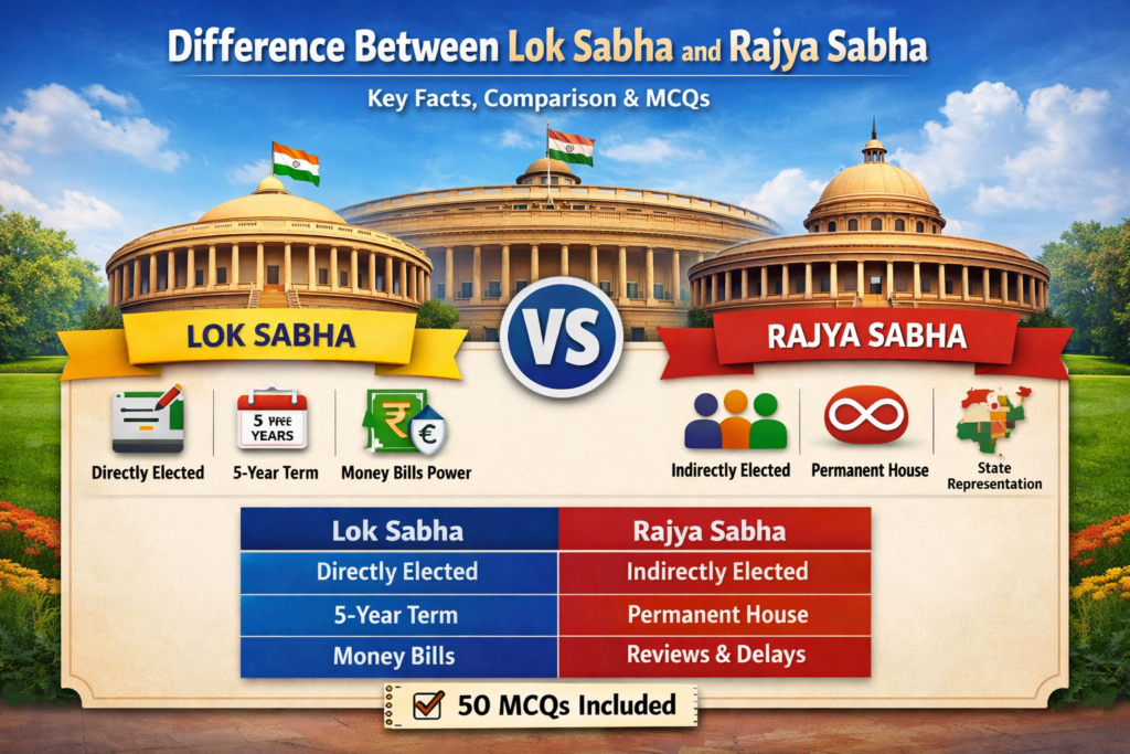 Difference Between Lok Sabha and Rajya Sabha